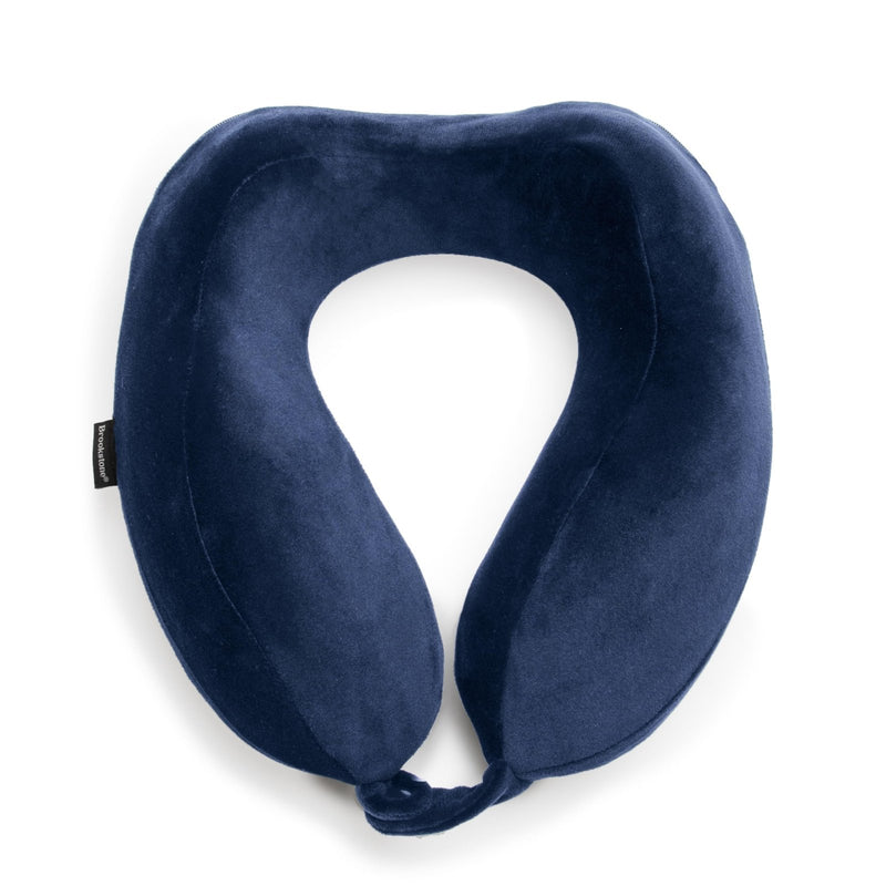 Brookstone Neck Travel Pillow - Lightweight Contoured Memory Foam Stuffable Travel Neck Pillow for Sleeping, Car, & Airplane, Size One Size, Blue