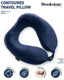 Brookstone Neck Travel Pillow - Lightweight Contoured Memory Foam Stuffable Travel Neck Pillow for Sleeping, Car, & Airplane, Size One Size, Blue