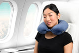 Brookstone Travel Neck Pillow - Lightweight Fleece Casing U - Shaped Stuffable Memory Foam Travel Pillow for Sleeping and Neck Support, Blue