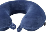 Brookstone Travel Neck Pillow - Lightweight Fleece Casing U - Shaped Stuffable Memory Foam Travel Pillow for Sleeping and Neck Support, Blue