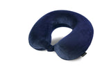 Brookstone Travel Neck Pillow - Lightweight Fleece Casing U - Shaped Stuffable Memory Foam Travel Pillow for Sleeping and Neck Support, Blue