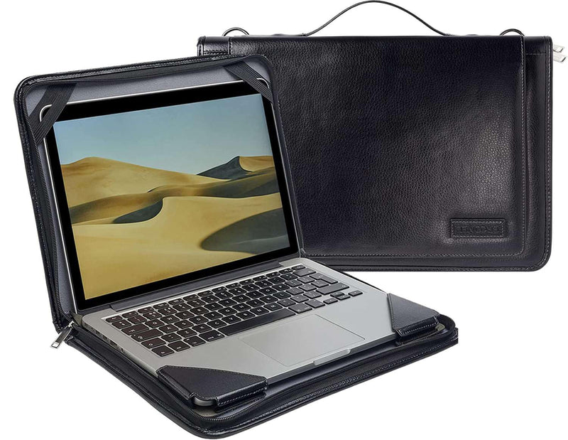 Broonel Black Leather Laptop Messenger Case - Compatible with Lenovo Yoga 7i 16" 2 in 1 Laptop