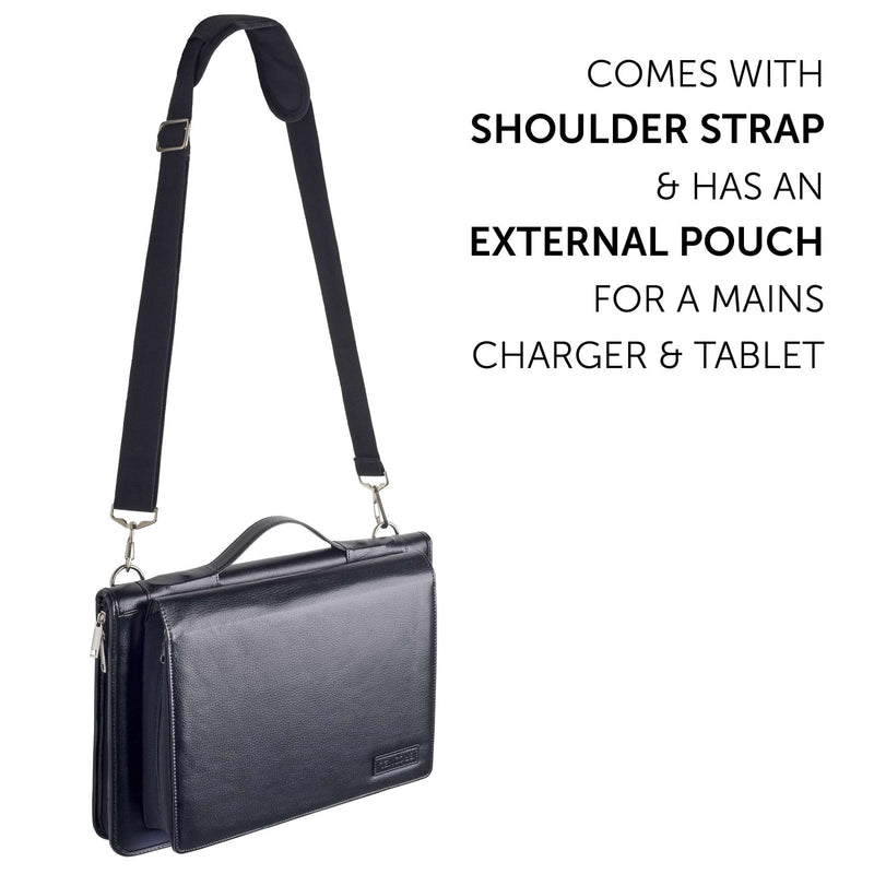 Broonel Black Leather Laptop Messenger Case - Compatible with Lenovo Yoga 7i 16" 2 in 1 Laptop