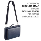 Broonel Blue Leather Laptop Messenger Case - Compatible with Lenovo Yoga 9i 2 - in - 1 Gen 10 Aura Edition (14″) Laptop