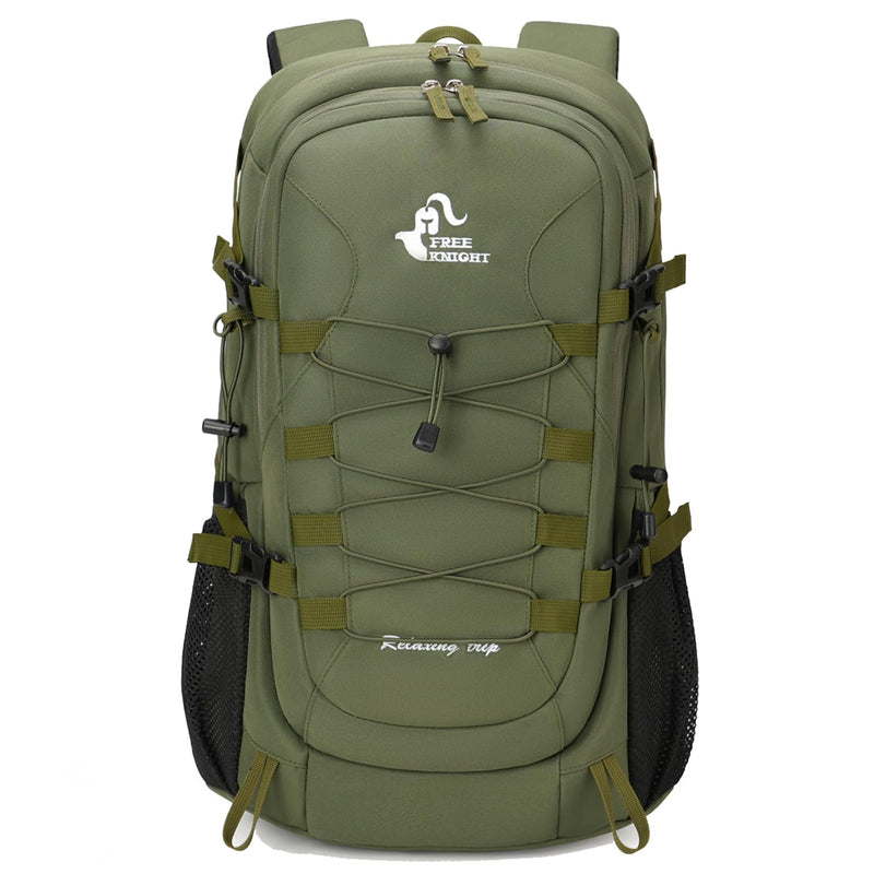 Bseash 40L Waterproof Hiking Camping Backpack with Rain Cover, Outdoor Sport Travel Bag Daypack for Climbing Skiing Cycling (Army Green)