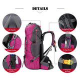 Bseash 60L Waterproof Hiking Camping Backpack with Rain Cover, Large Outdoor Sport Travel Daypack Rucksack for Climbing