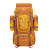 Bseash 70L (65+5) Waterproof Hiking Camping Backpack with Rain Cover, Outdoor Sport Travel Daypack for Climbing Touring (Yellow)