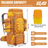 Bseash 70L (65+5) Waterproof Hiking Camping Backpack with Rain Cover, Outdoor Sport Travel Daypack for Climbing Touring (Yellow)