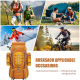 Bseash 70L (65+5) Waterproof Hiking Camping Backpack with Rain Cover, Outdoor Sport Travel Daypack for Climbing Touring (Yellow)