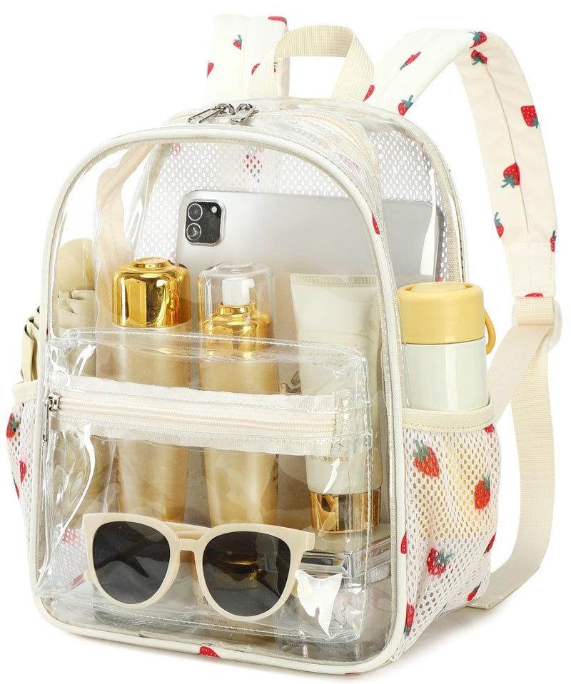 BTOOP Clear Mini Backpack for Stadium Events 12x12x6 Small Transparent Backpacks Plastic See Through Clear Bag for Concerts Work Festival Security Travel