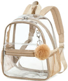 BTOOP Clear Mini Backpack for Stadium Events 12x12x6 Small Transparent Backpacks Plastic See Through Clear Bag for Concerts Work Festival Security Travel Khaki