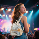 BTOOP Clear Mini Backpack for Stadium Events 12x12x6 Small Transparent Backpacks Plastic See Through Clear Bag for Concerts Work Festival Security Travel Khaki