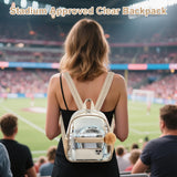 BTOOP Clear Mini Backpack for Stadium Events 12x12x6 Small Transparent Backpacks Plastic See Through Clear Bag for Concerts Work Festival Security Travel Khaki