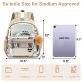BTOOP Clear Mini Backpack for Stadium Events 12x12x6 Small Transparent Backpacks Plastic See Through Clear Bag for Concerts Work Festival Security Travel Khaki