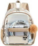 BTOOP Clear Mini Backpack for Stadium Events 12x12x6 Small Transparent Backpacks Plastic See Through Clear Bag for Concerts Work Festival Security Travel Khaki