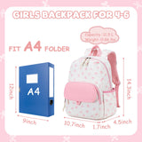 BTOOP Kids Backpack for Girls 3 - 6, Preschool Kindergarten Backpack with Insulated Lunch Compartment & Chest Strap, Cute Lightweight School Travel Bag Fits A4 Folder