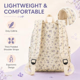 BTOOP School Backpack for Girls Teens Large Corduroy Bookbag Lightweight 15.6 inch Laptop Bag for Women Casual High School College (Purple Floral)