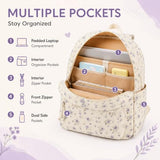 BTOOP School Backpack for Girls Teens Large Corduroy Bookbag Lightweight 15.6 inch Laptop Bag for Women Casual High School College (Purple Floral)
