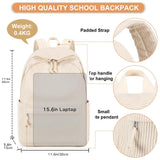BTOOP School Backpack for Teens Large Corduroy Bookbag Lightweight 15.6 inch Laptop Bag for Girls Women Casual High School College
