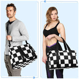 Buffalo Plaid Check Black White Gym Duffel Bag Travel Weekender Gear Bag with Adjustable Strap for Sports Large Capacity