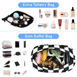 Buffalo Plaid Check Black White Gym Duffel Bag Travel Weekender Gear Bag with Adjustable Strap for Sports Large Capacity