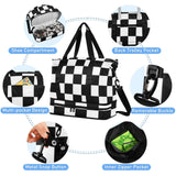 Buffalo Plaid Check Black White Gym Duffel Bag Travel Weekender Gear Bag with Adjustable Strap for Sports Large Capacity