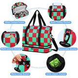 Buffalo Plaid Check Red Green Gradient Luggage Travel Bag Travel Weekender Gear Bag with Adjustable Strap for Trekking Large Capacity