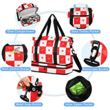 Buffalo Plaid Check Red White Heart Travel Duffel Bags Travel Weekender Gear Bag with Toiletry Bag for Trip Foldable