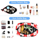 Buffalo Plaid Check Red White Heart Travel Duffel Bags Travel Weekender Gear Bag with Toiletry Bag for Trip Foldable