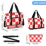 Buffalo Plaid Check Red White Heart Travel Duffel Bags Travel Weekender Gear Bag with Toiletry Bag for Trip Foldable