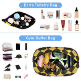 Buffalo Plaid Yellow Purple Black Gradient Oversized Travel Duffel Bag Travel Weekender Gear Bag with Toiletry Bag for Yoga Large Capacity