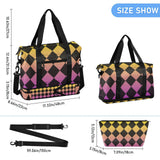 Buffalo Plaid Yellow Purple Black Gradient Oversized Travel Duffel Bag Travel Weekender Gear Bag with Toiletry Bag for Yoga Large Capacity