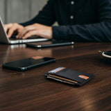 Buffway Slim Minimalist Front Pocket RFID Blocking Leather Wallets for Men and Women - Carbon Fiber Black