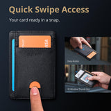 Buffway Slim Minimalist Front Pocket RFID Blocking Leather Wallets for Men and Women - Cross Black