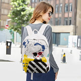 Buluzine DIY Canvas Backpack White Backpack Large Casual Daypack Satchel Laptop Backpack Unisex, standard