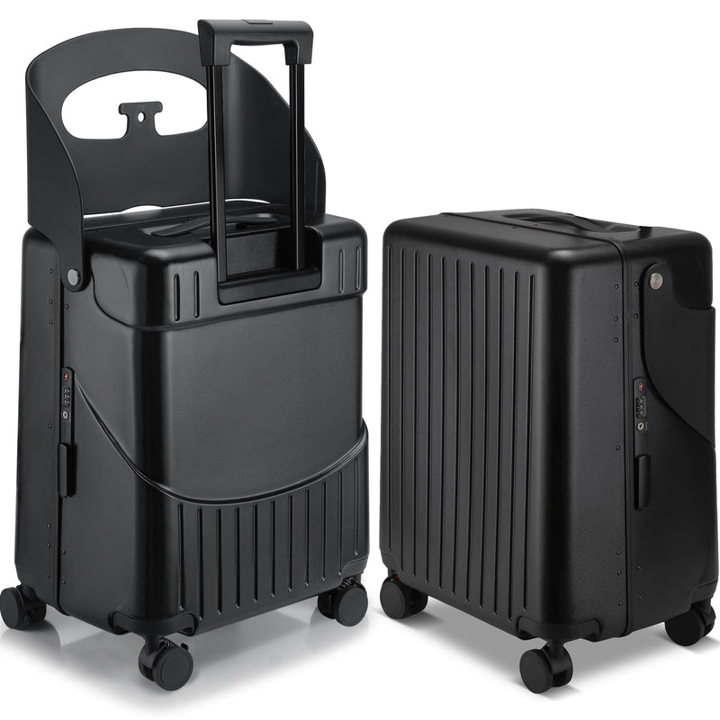 Bulyoou 20 Inch Ride on Luggage with Seat for Kids Expandable Ride on Suitcase with Spinner Wheels and Locks for Travel