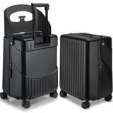 Bulyoou 20 Inch Ride on Luggage with Seat for Kids Expandable Ride on Suitcase with Spinner Wheels and Locks for Travel