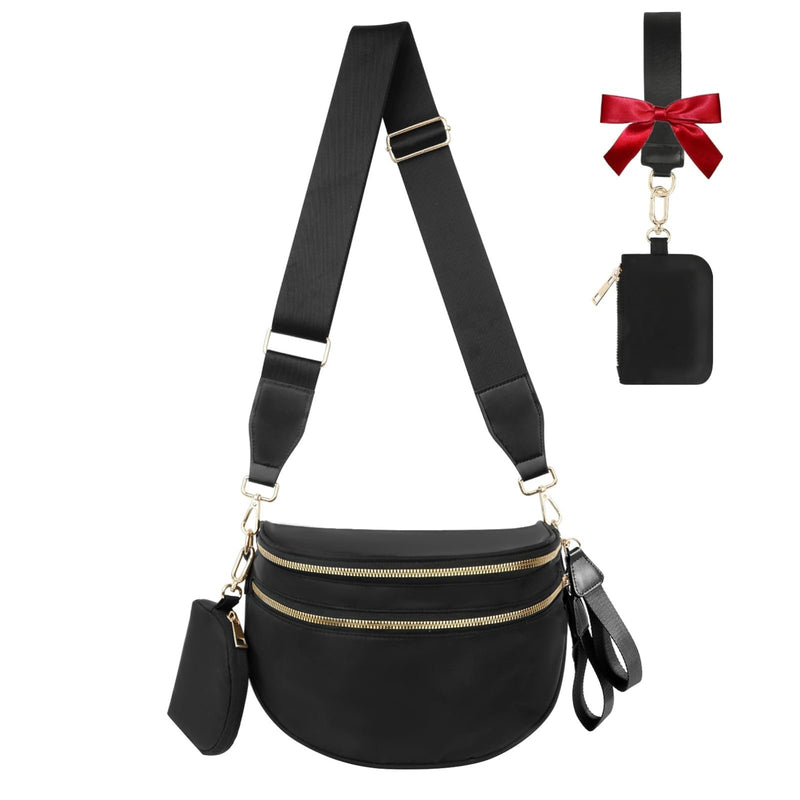 Bum Bag Crossbody Bags for Women Fashion Waist Packs Large Fanny Packs Belt Bag Checkered Purse Handbags Wallets Purses Trendy Shoulder Bag (Black - new, One Size)