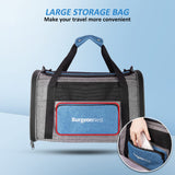 BurgeonNest Cat Carrier for Large Cats 20 lbs,Medium Pet Under 25 lbs,2 Puppy and Small Dogs with Unique Side Bag,Top Load Pet Carrier Soft - Sided Escape Proof with 4 Ventilated Windows