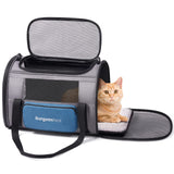 BurgeonNest Cat Carrier for Large Cats 20 lbs,Medium Pet Under 25 lbs,2 Puppy and Small Dogs with Unique Side Bag,Top Load Pet Carrier Soft - Sided Escape Proof with 4 Ventilated Windows