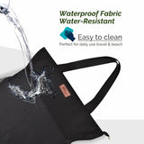 Buringer Large Waterproof Beach Bag for Women Sandproof Tote Bag with Zipper and Pockets Pool Bag for Travel Gym Vacation (Black)