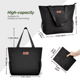Buringer Large Waterproof Beach Bag for Women Sandproof Tote Bag with Zipper and Pockets Pool Bag for Travel Gym Vacation (Black)