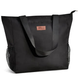 Buringer Large Waterproof Beach Bag for Women Sandproof Tote Bag with Zipper and Pockets Pool Bag for Travel Gym Vacation (Black)