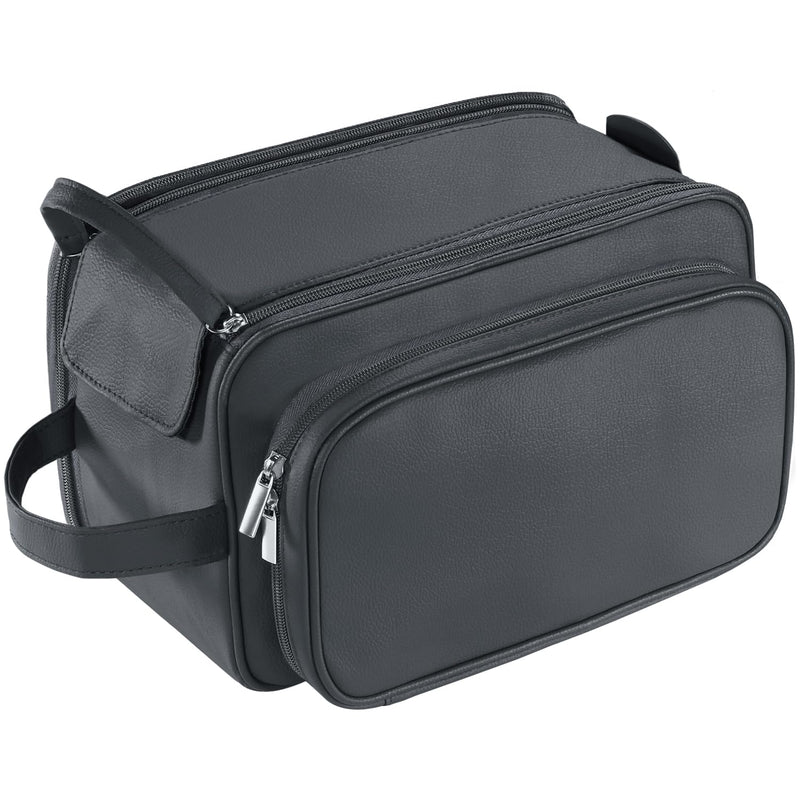 Buruis Extra Large Toiletry Bag for Men, Travel Toiletry Organizer Dopp Kit Water - resistant Shaving Bags, PU Leather Cosmetic Bathroom Shower Bag for Toiletries, Grooming, Accessories (Black)