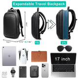 Business Backpack for Men 17 Inch,Slim & Expandable Waterproof Travel Laptop Backpack with USB Charger Port,Anti - Theft Lightweight Large Work Computer Bag,College Laptop Backpacks Gifts for Men Women