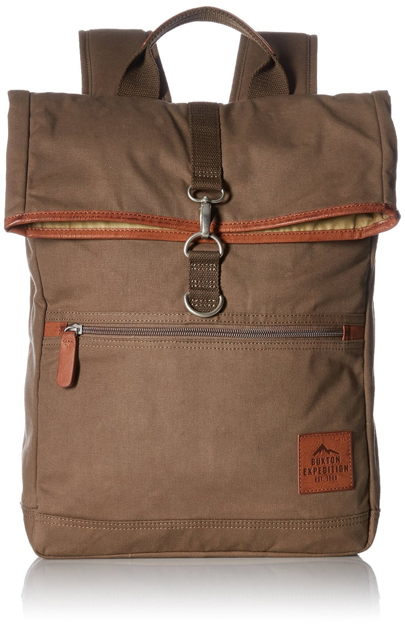 Buxton Men's Expedition II Huntington Gear Fold - over Canvas Backpack, Olive, One Size