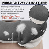 BUYUE Travel Neck Pillows for Airplanes, 360° Head Support Sleep for Long Flight, Skin - Friendly & Breathable, Kit with 3D Contoured Eye Mask, Earplugs and Storage Bag (Adult, Grey, 90+ lbs)