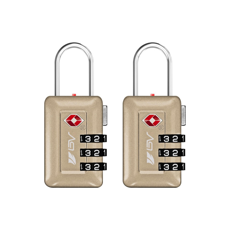 BV TSA Accepted Luggage Travel Lock, Set - Your - Own Combination Lock for School Gym Locker, Luggage Suitcase Baggage Locks, Filing Cabinets, Toolbox, Case (Champagne Gold, 2 Pack)