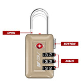 BV TSA Accepted Luggage Travel Lock, Set - Your - Own Combination Lock for School Gym Locker, Luggage Suitcase Baggage Locks, Filing Cabinets, Toolbox, Case (Champagne Gold, 2 Pack)