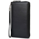 Bveyzi Women RFID Blocking Wallet Leather Zip Around Phone Clutch Large Capacity Ladies Travel Purse Wristlet (Black)